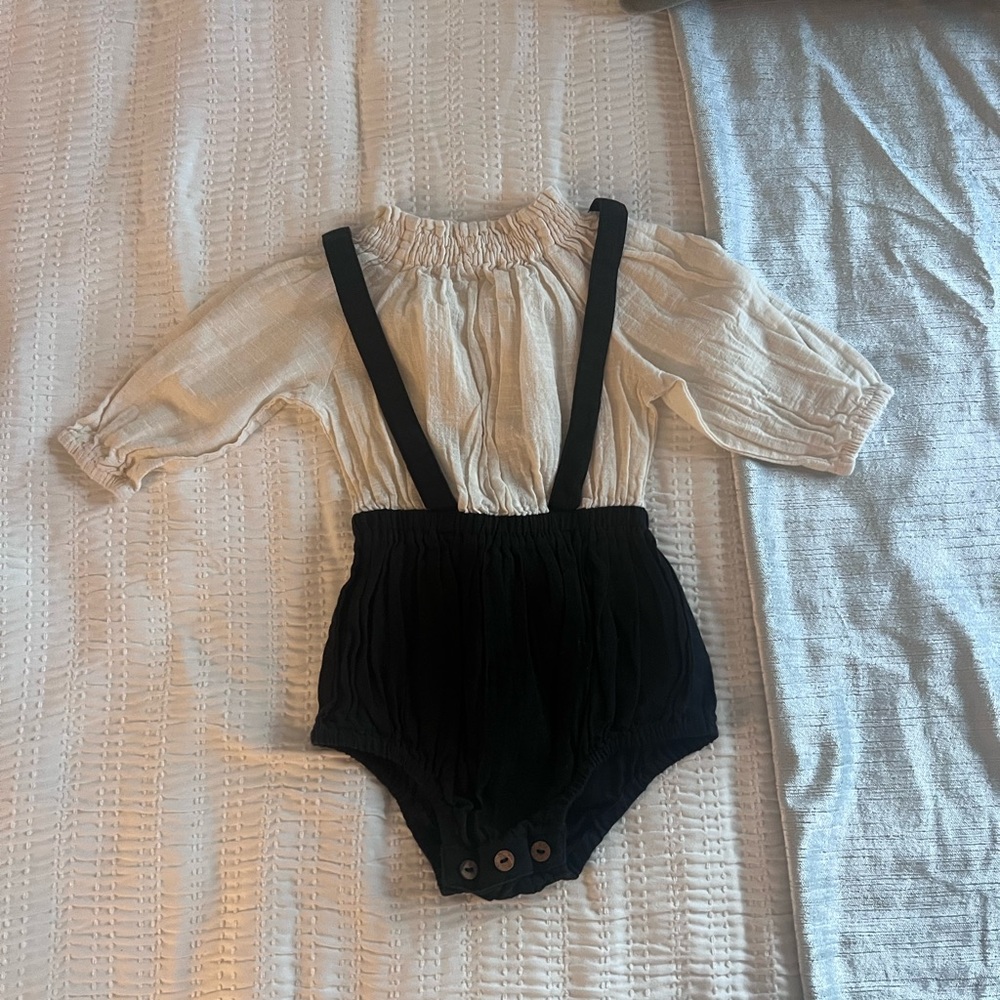 Cream and Black Kids Bodysuit